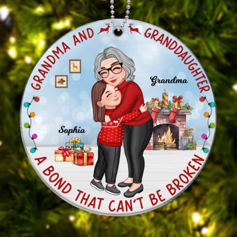 Grandma & Grandkid Hugging Bond Can¡®t Be Broken Christmas Gift For Granddaughter Grandson Personalized Acrylic Ornament