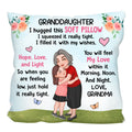Grandma Granddaughter Grandson Hugging Flowers Blue Sky Personalized Pillow