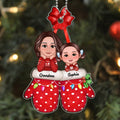 Grandma Grandkid Chin On Hands Christmas Glove Personalized Acrylic Ornament