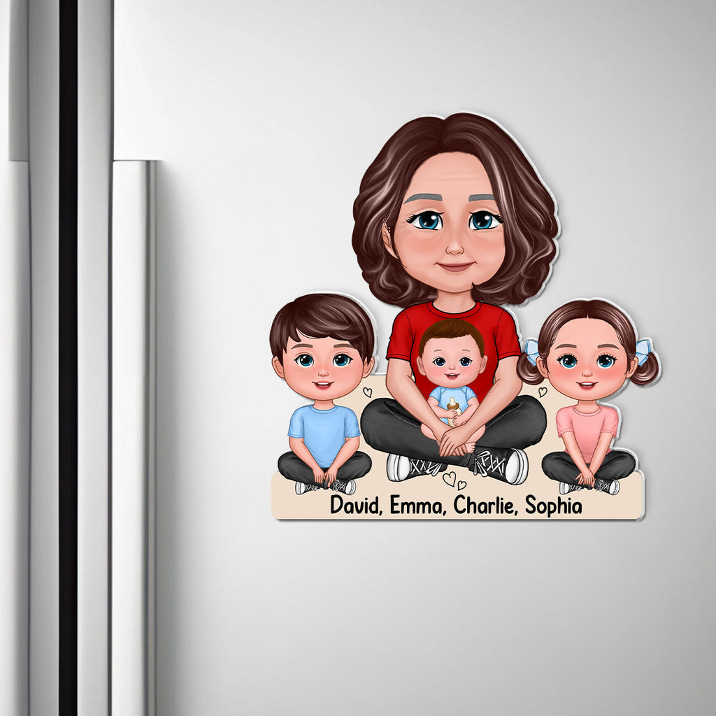Grandma & Grandkid Crossed Legs Home Decor Gift For Grandma Personalized Acrylic Fridge Magnet