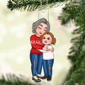 Grandma Grandkid Embracing Hugging Standing Christmas Gift Personalized Acrylic Ornament